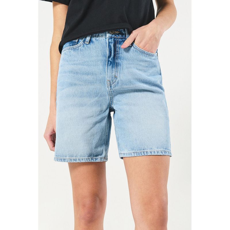 KOAJ - KOAJ Short azul claro en jean con tiro súper alto y rotos MUJER