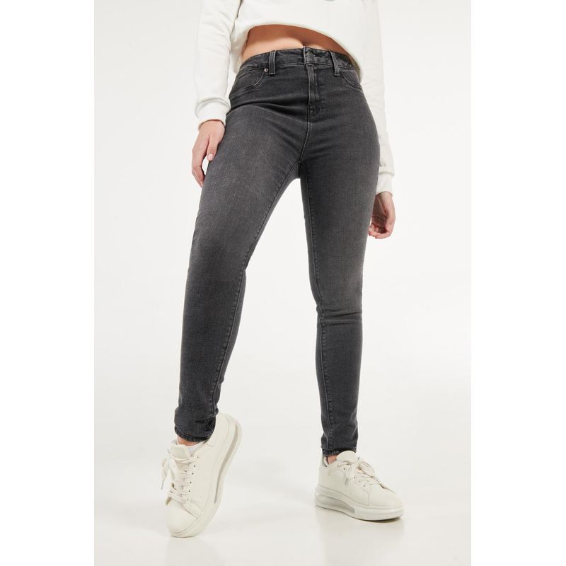 KOAJ - KOAJ Jean jegging tiro alto gris oscuro con ajuste ceñido MUJER