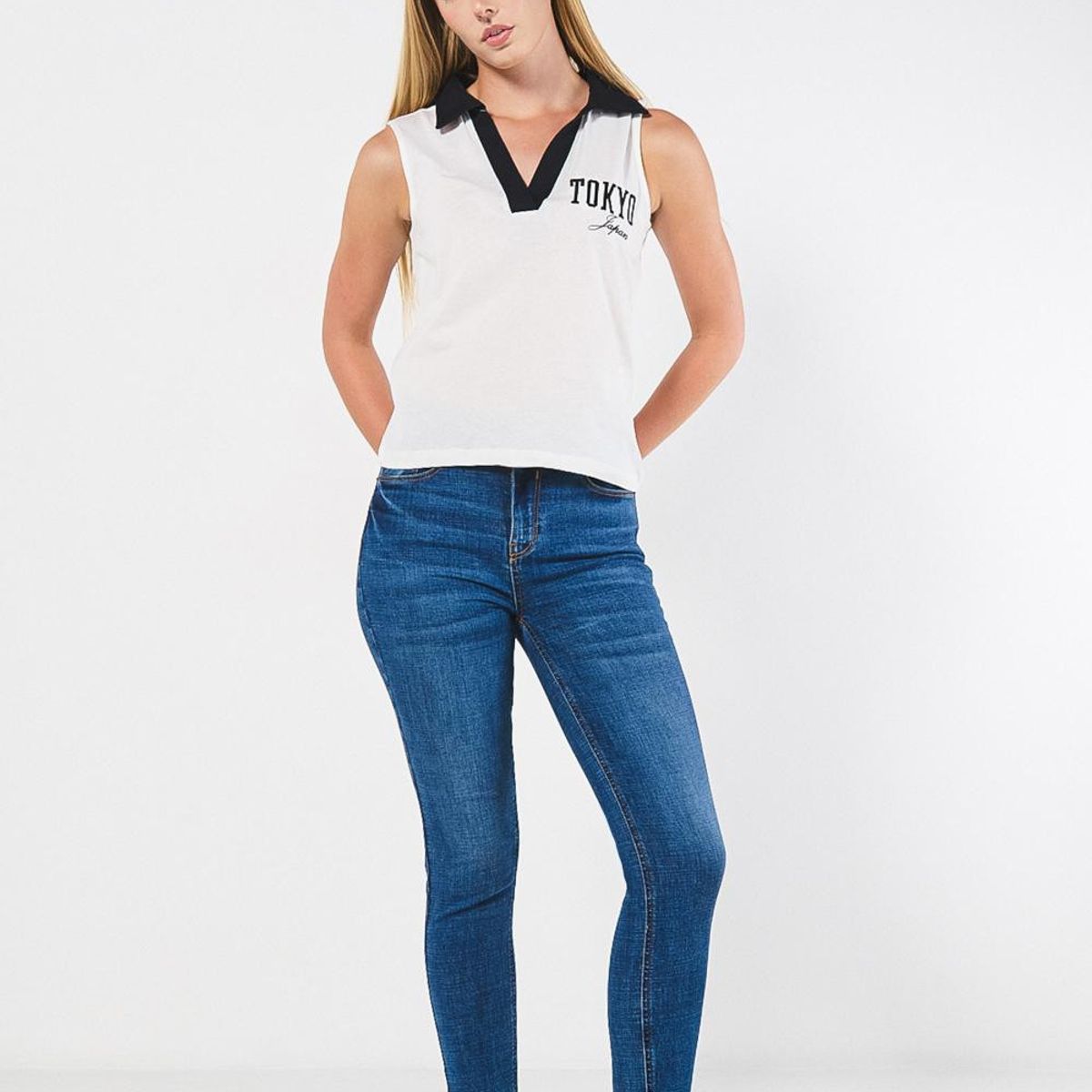 KOAJ - KOAJ Jean Jegging tiro alto azul oscuro Mujer