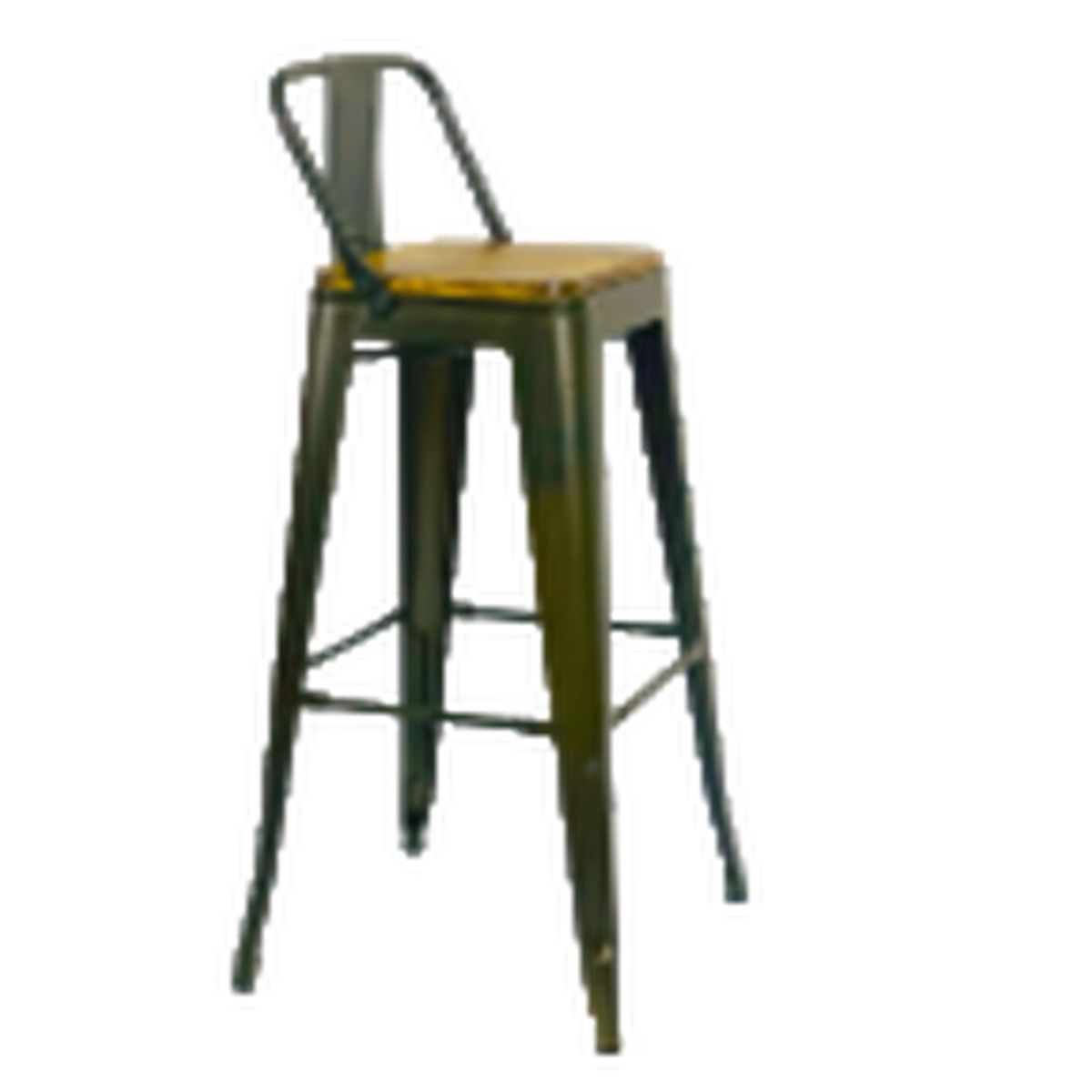 GENERICO - TABURETE METALICO CON ESPALDAR ASIENTO MADERA Color Verde