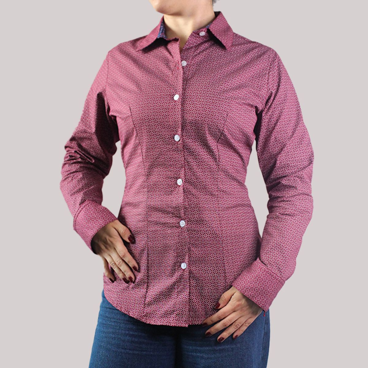 LEC LEE - Blusa Cuello Camisero Lec Lee Vinotinto