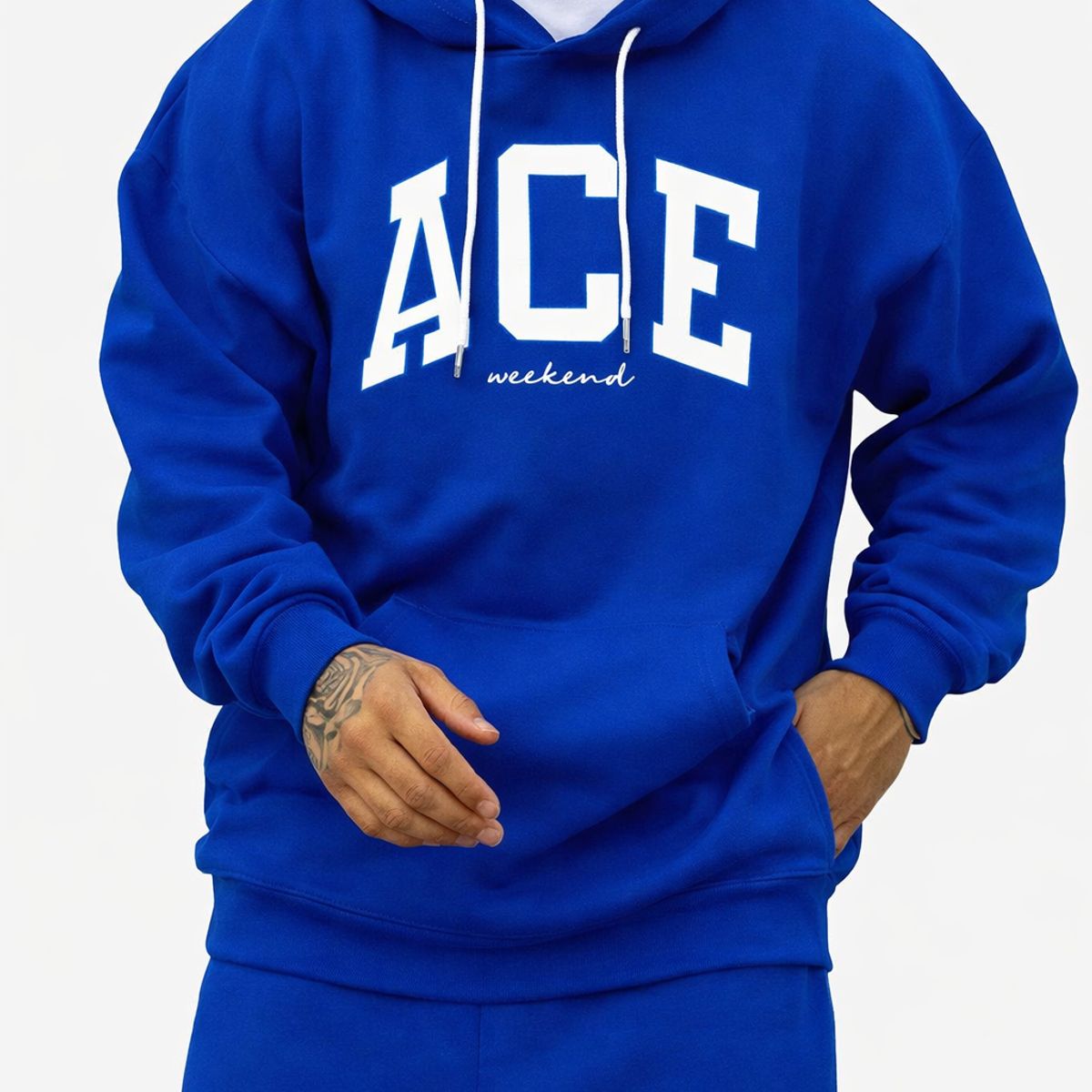 URBAN PLUS - sudadera hombre buzo y pantalon conjunto azul rey