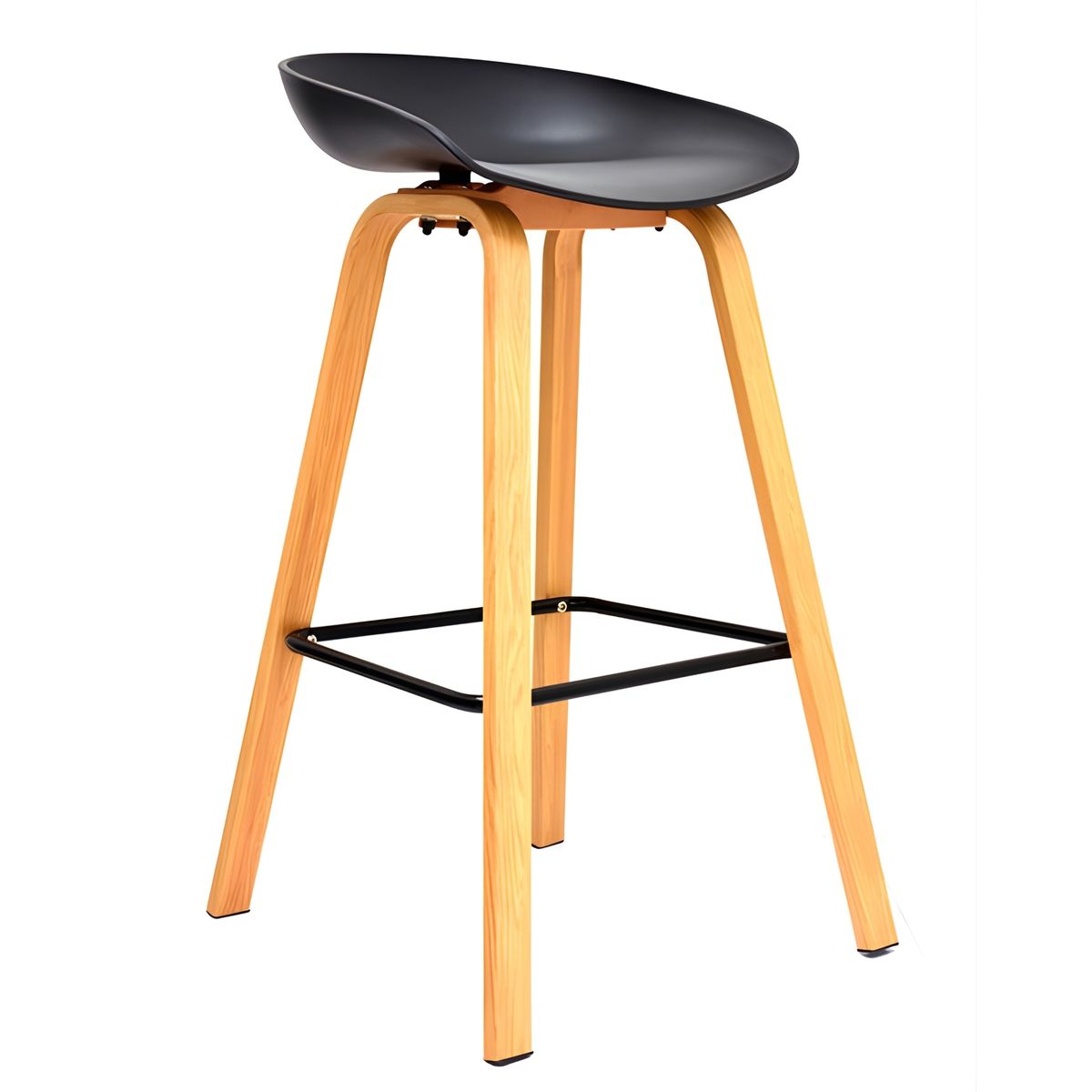 GENERICO - Silla Misuri Con Patas Metálicas Tipo Madera Color Negro 65 cm De Altura