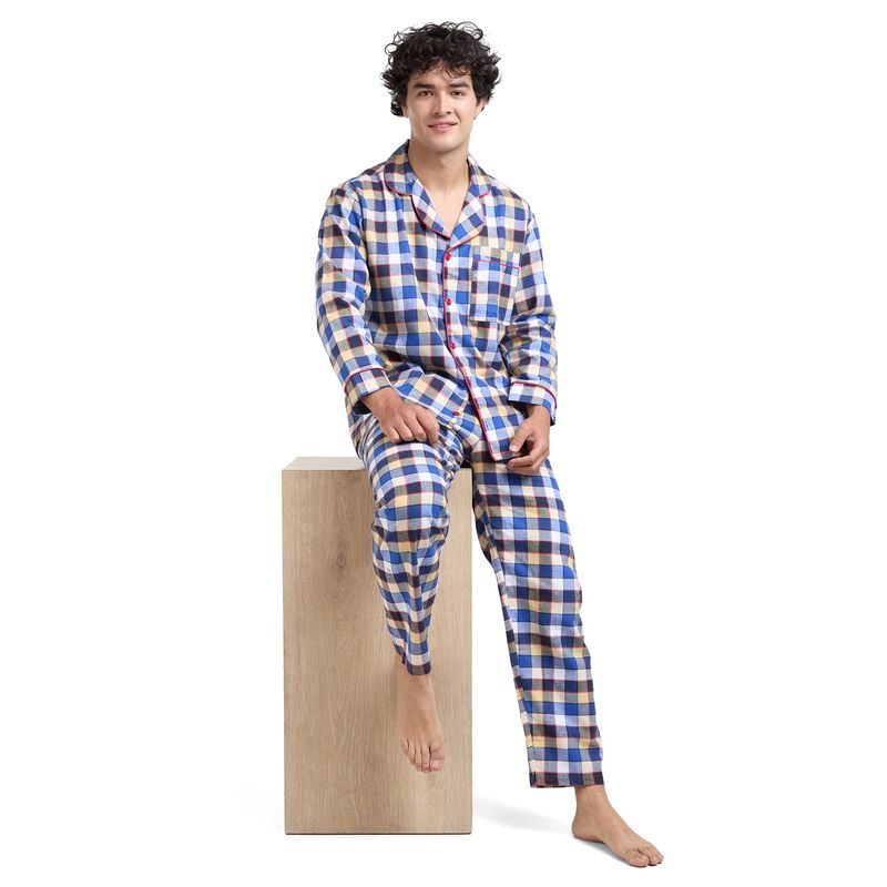 SANTANA - Pijama Hombre Leñadora Cian
