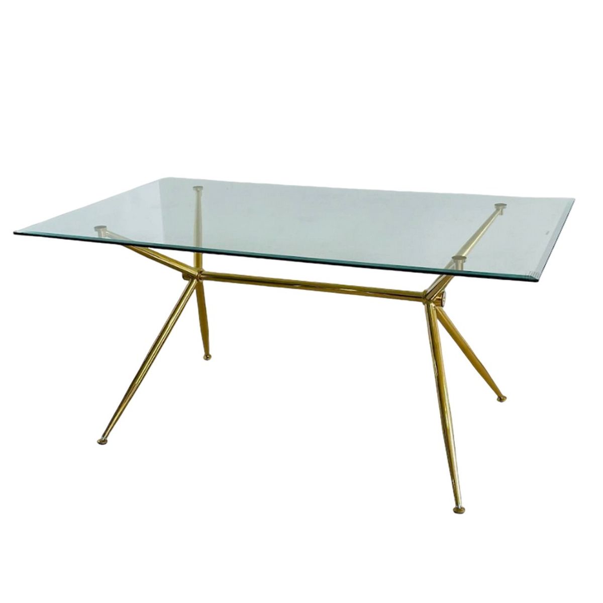 GENERICO - MESA CRISTAL 160x90 BASE DORADA