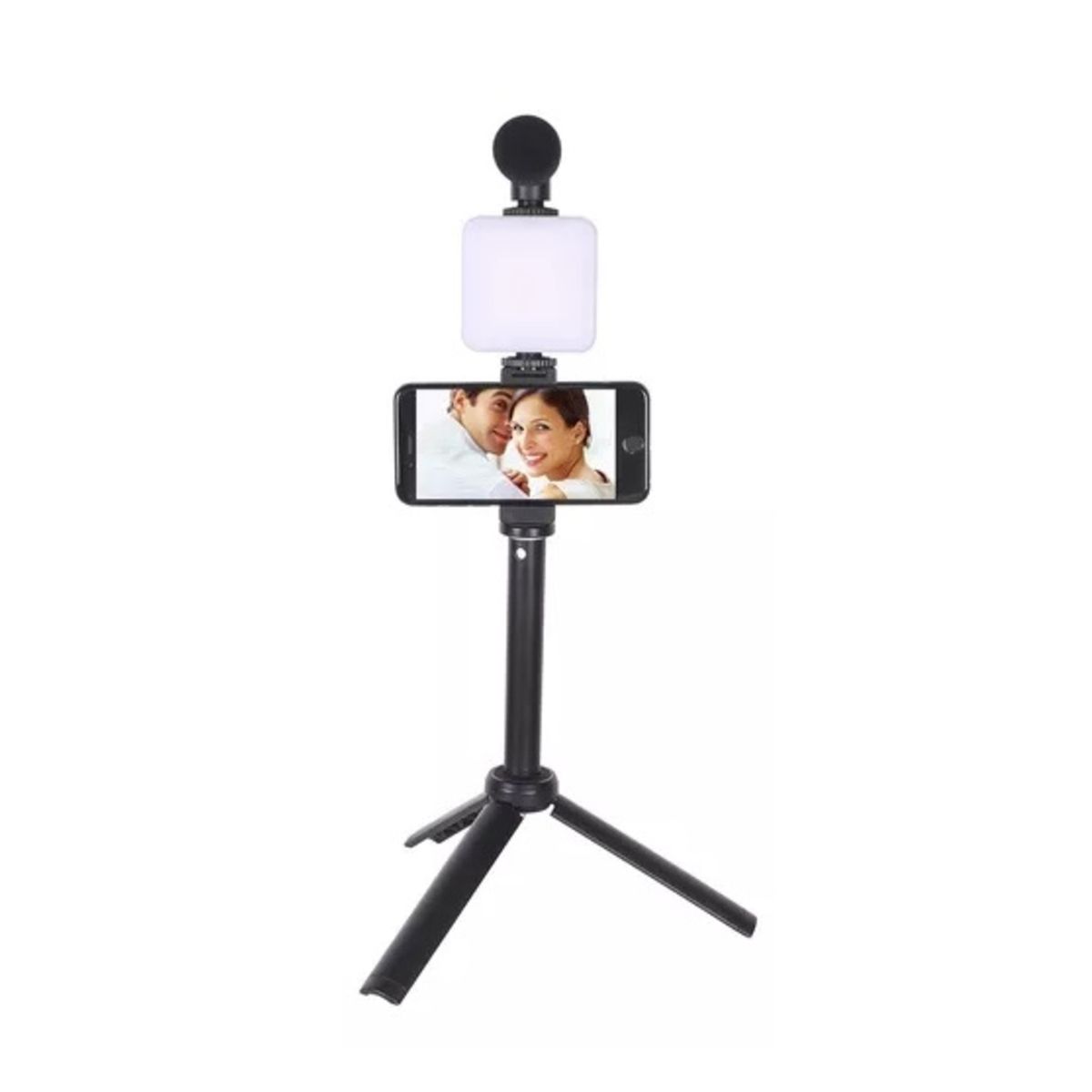 SEISA - Kit Streaming Videos Microfono Tripode Luz Led Color Negro