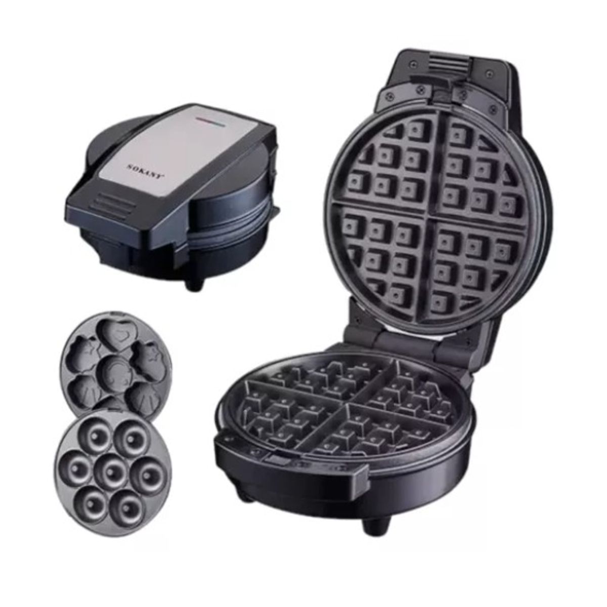 GENERICO - Maquina Waflera Para Snacks Donera Galletas 3 En 1