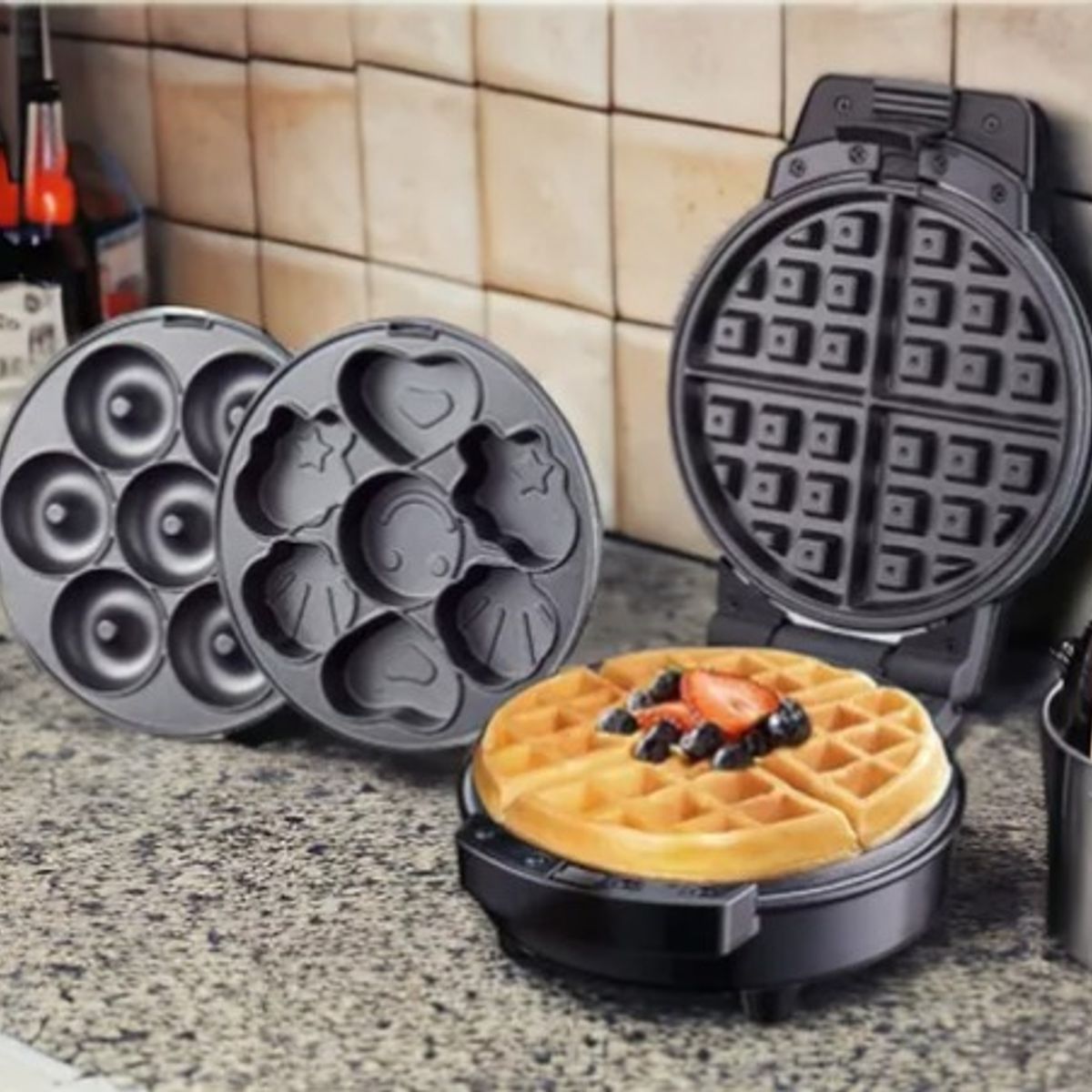 GENERICO - Maquina Waflera Para Snacks Donera Galletas 3 En 1