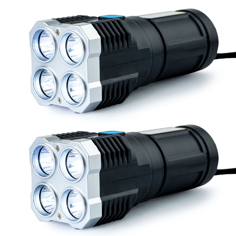 ENERGY PLUS - Set x2 Linterna LED Recargable Compacta con Modos Dual y USB