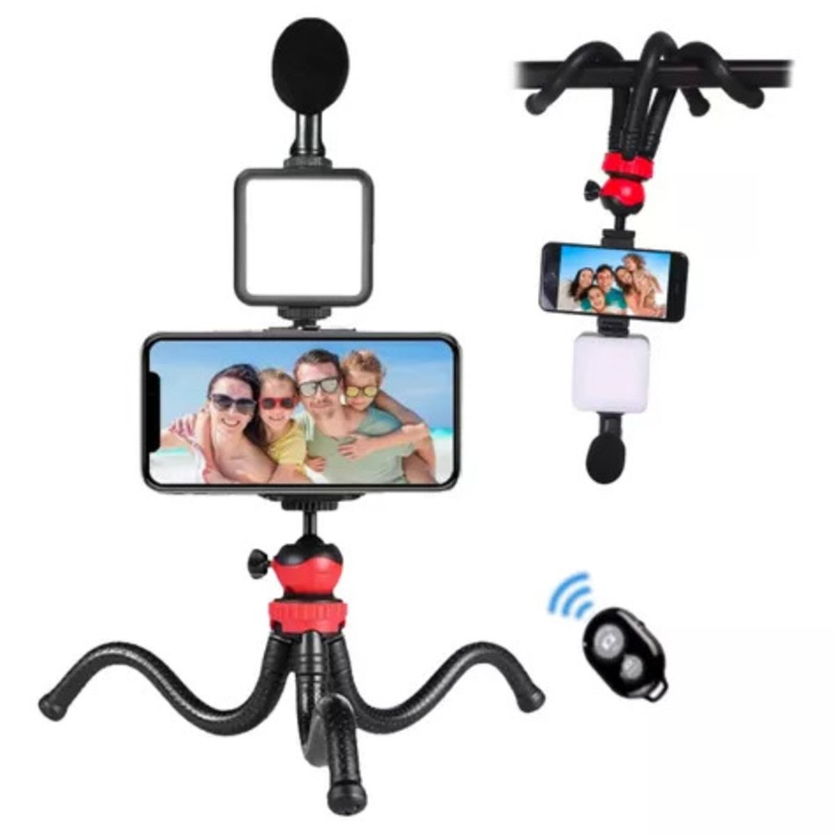SEISA - Kit Streaming Celular Vlogs Trípode Micrófono Luz Led Selfie