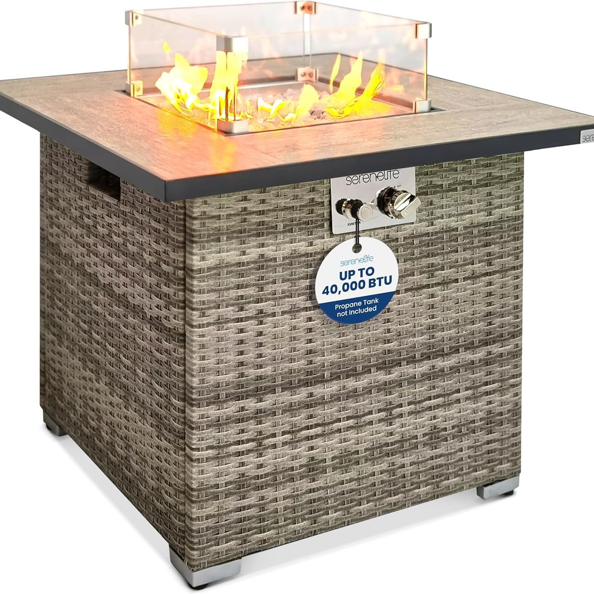 SERENELIFE - Mesa para fogata de propano para exteriores CSAETL