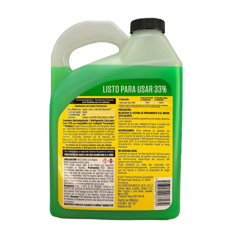 PRESTONE - PRESTONE ANTICONGELANTE Y REFRIGERANTE 33% VERDE X 14