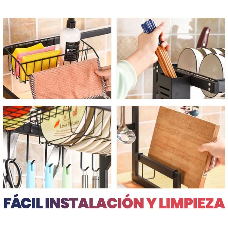 GENERICO - Seca Plato Acero Inoxidable 65cm Escurridor Vajilla 2 Pisos