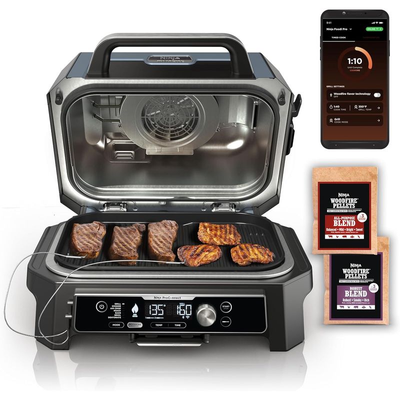 NINJA - Parrilla y Ahumador 7 en 1 Bluetooth OG951 Woodfire XL