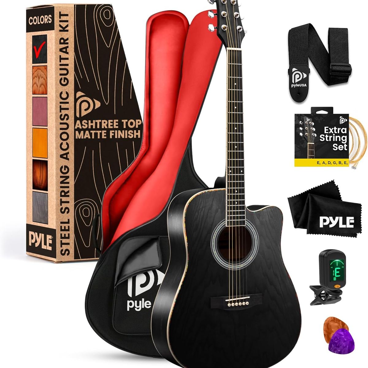 PYLE - Guitarra acústica Pyle 41 con accesorios premium y bolsa