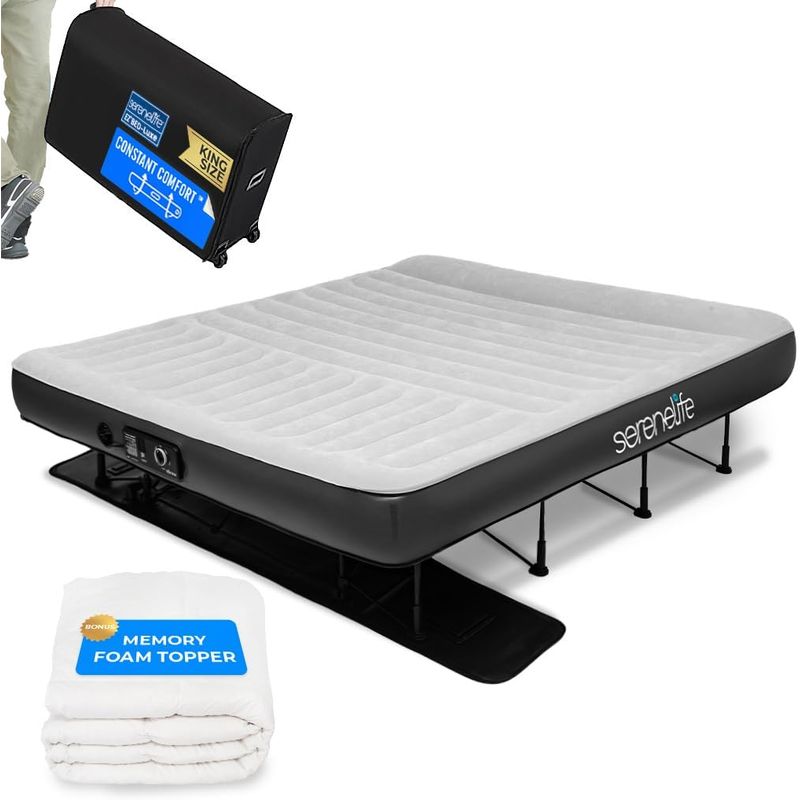 SERENELIFE - Cama de aire inflable SereneLife con bomba y espuma viscoelástica