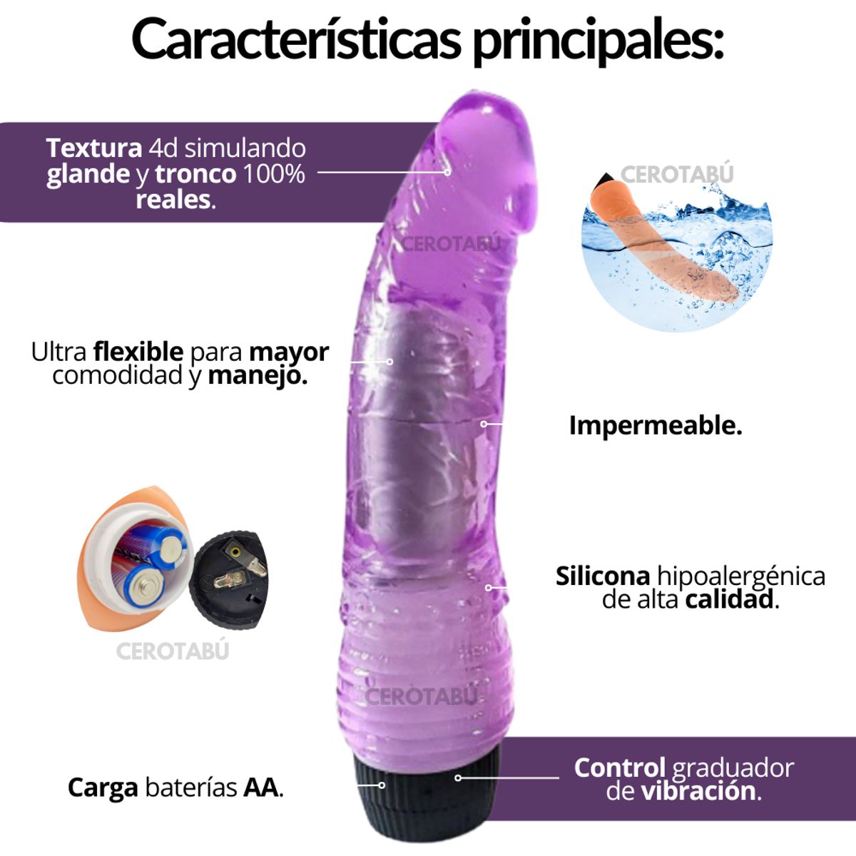 GENERICO - Vibrador Consolador Clásico Con Ventosa Juguete Sexual Piel