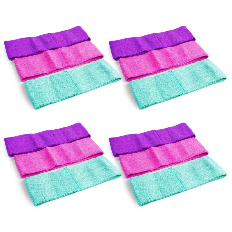 STYLE STARS - Set x12 Bandas Elásticas Tela Antideslizante para Ejercicio