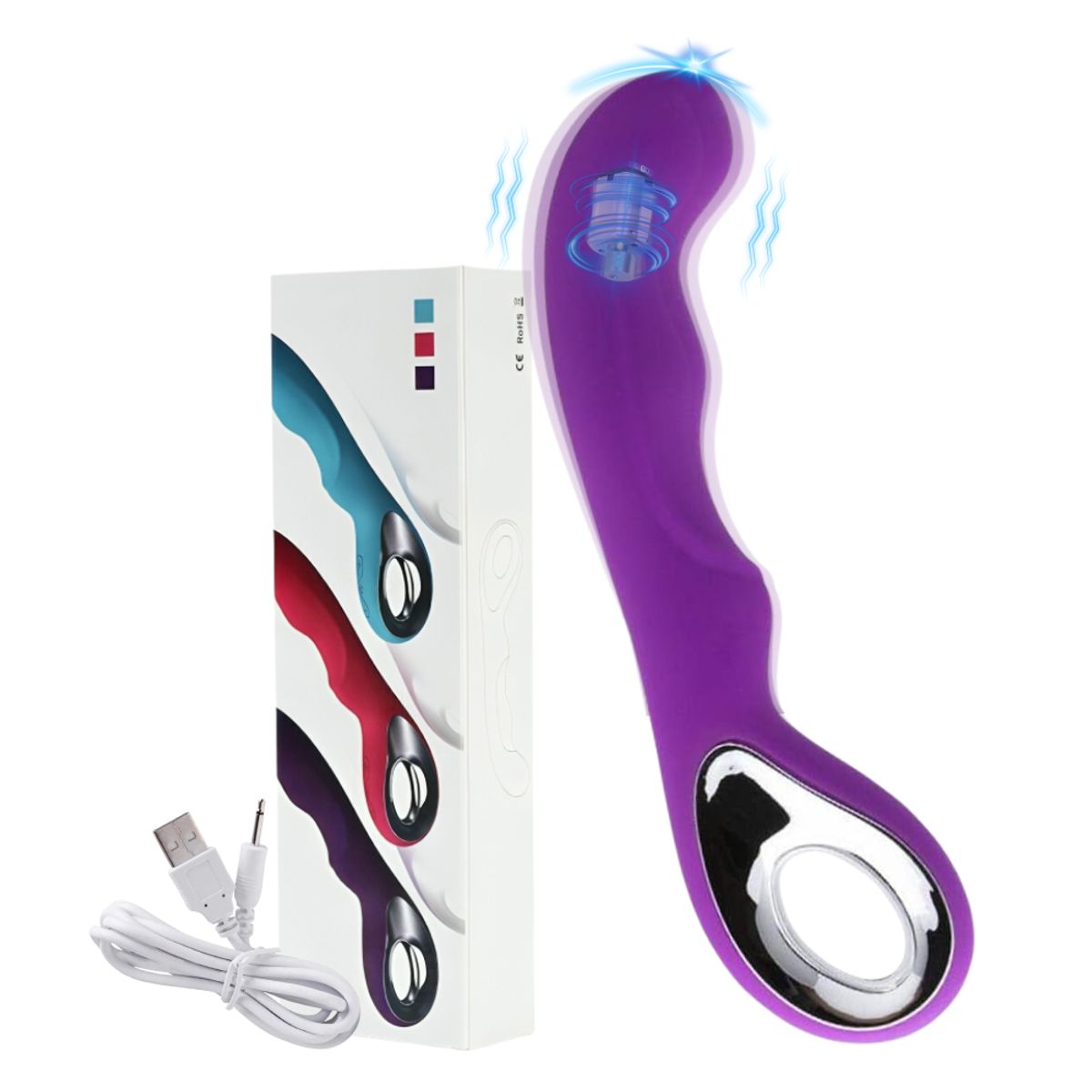 GENERICO - Vibrador Consolador Punto G Recargable Juguete Sexual Morado
