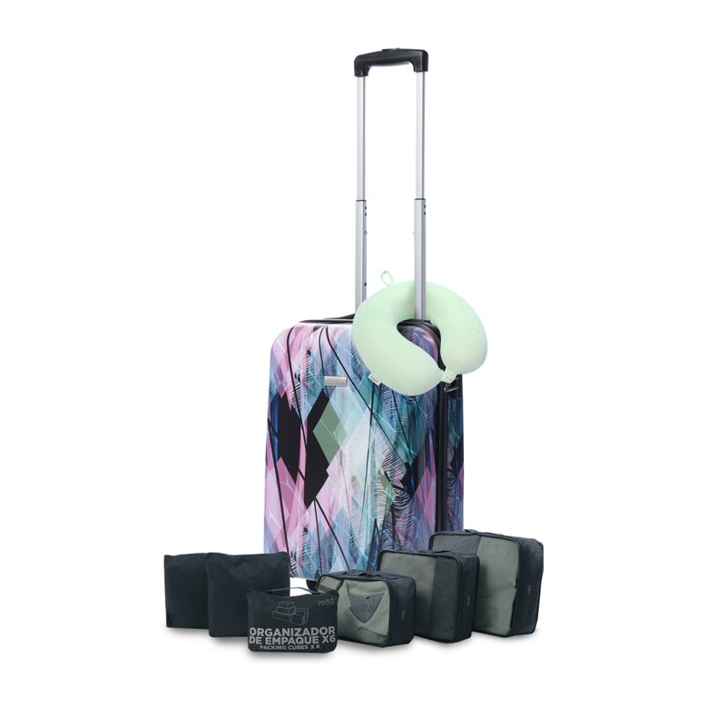 TOTTO - Kit de Viaje Maleta de Cabina 360 Stampy + Organizador + Almohada