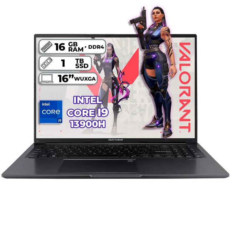ASUS - PORTÁTIL ASUS X1605VA-MB575 INTEL CORE I9 13900H 16GB DDR4 1TB SSD 16 WUXGA INDIE BLACK