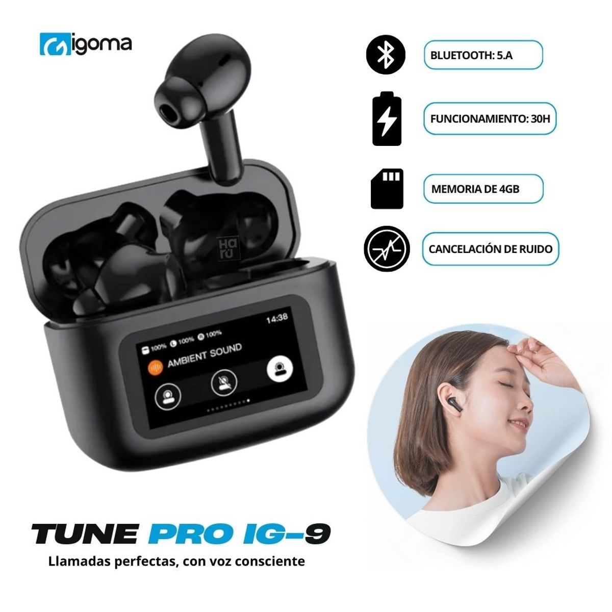 IGOMA - Audifonos Inalambricos IGOMA Tune Pro IG-9 - Negros