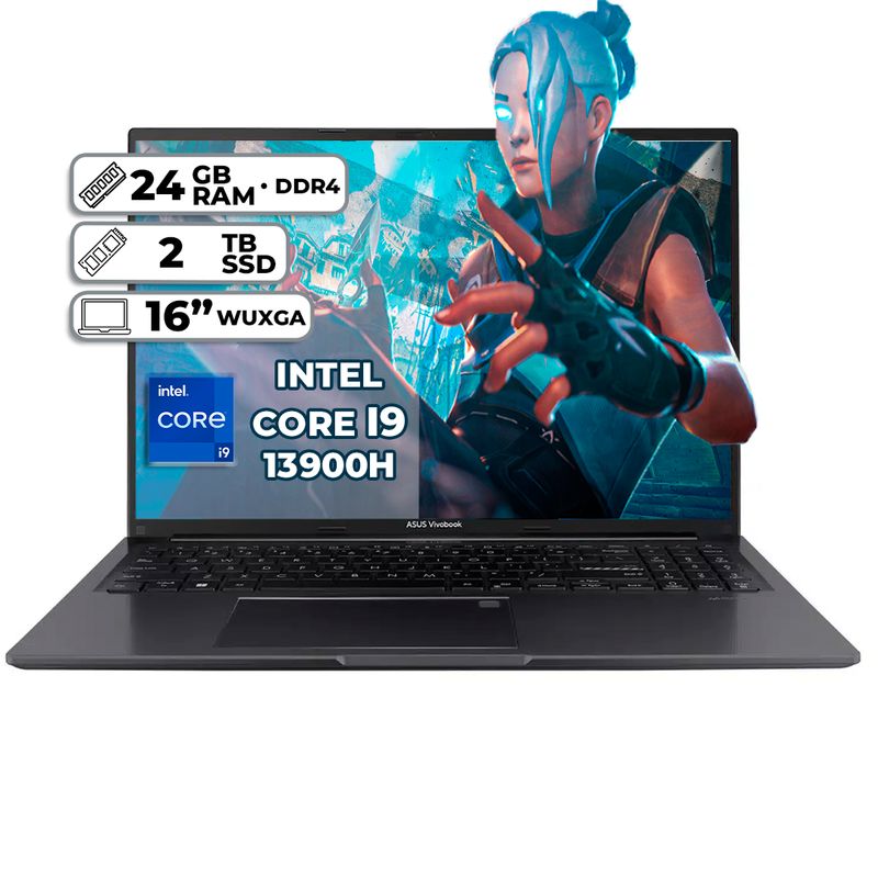 ASUS - PORTÁTIL ASUS X1605VA-MB575 INTEL CORE I9 13900H 24GB DDR4 2TB SSD 16 WUXGA INDIE BLACK