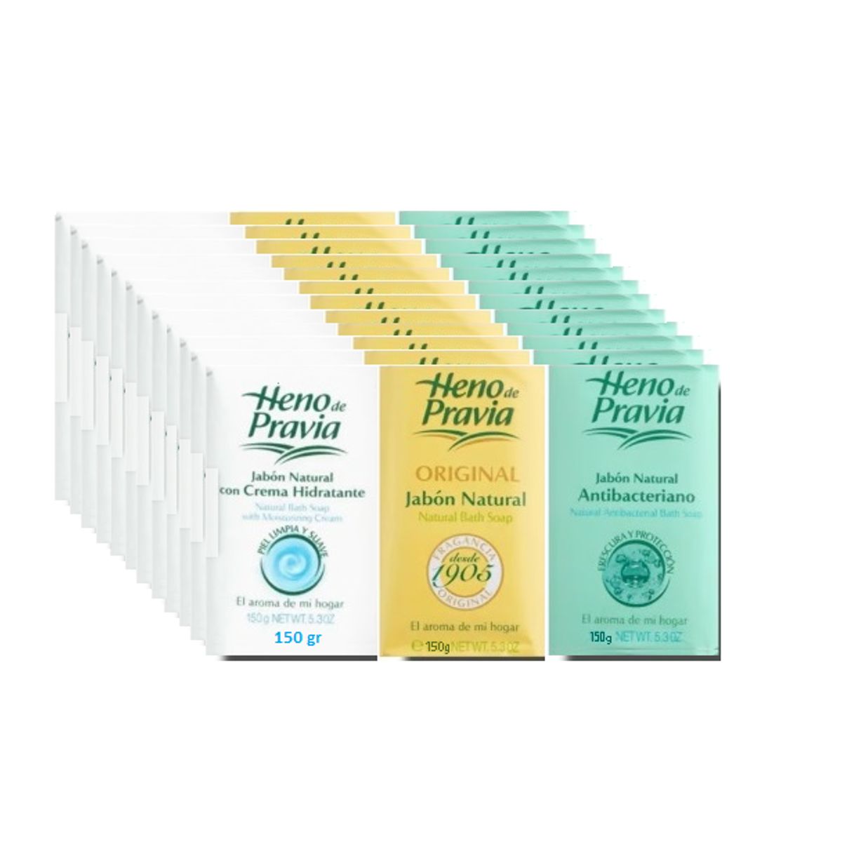 HENO DE PRAVIA - Caja Jabón Heno de Pravia Surtido x 36 Unds de 150 gr
