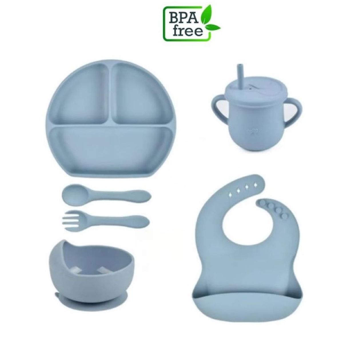 ZHOPI CO - Juego De Vajilla En Silicona Para Bebe Con Babero Rosa