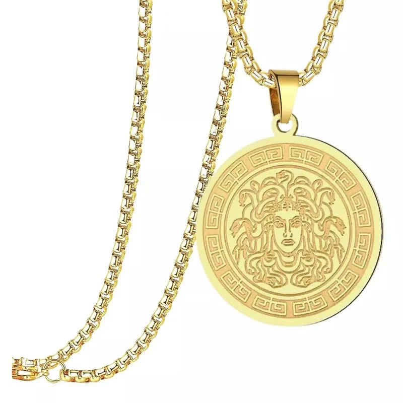 GENERICO - Collar Para Hombre Mujer Con Dije Medusa Gorgon De Acero
