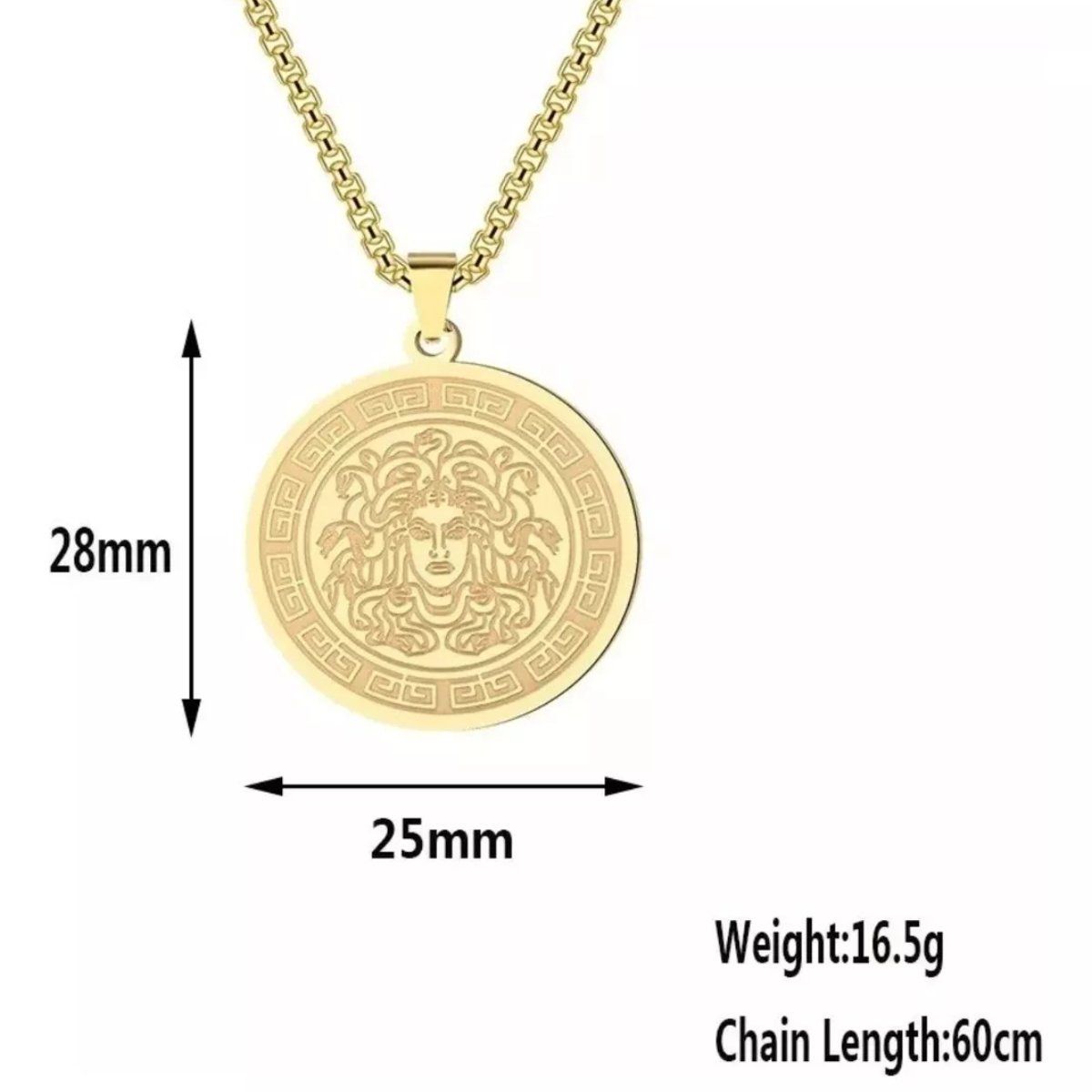 GENERICO - Collar Para Hombre Mujer Con Dije Medusa Gorgon De Acero