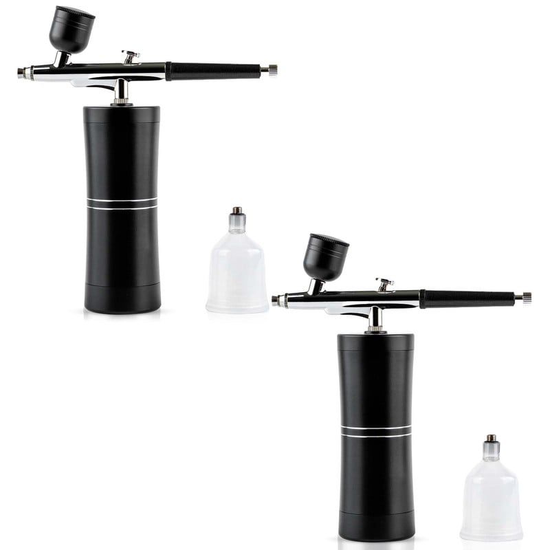 STYLE STARS - Set x2 Aerógrafo Inalámbrico Profesional Portátil Recargable Negro