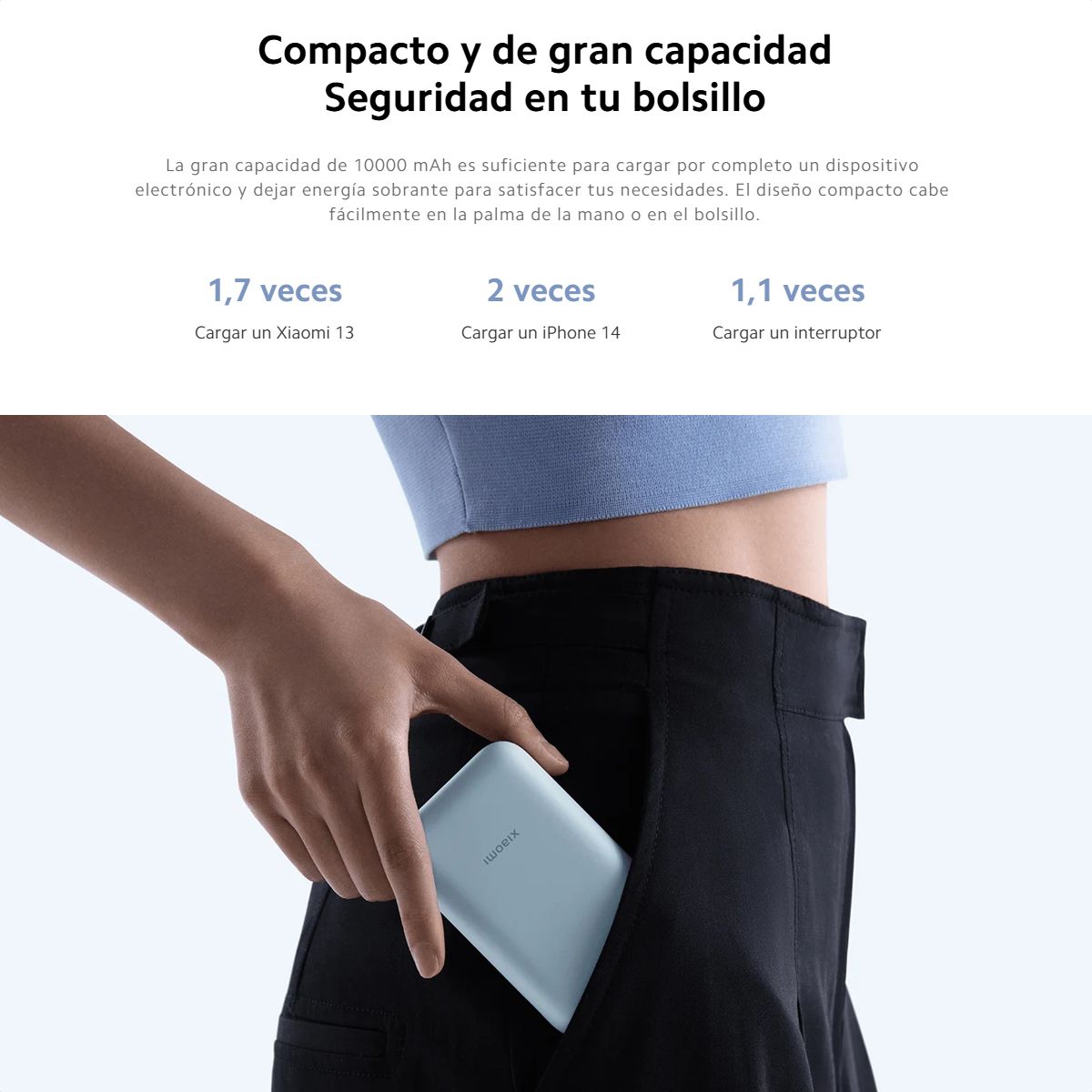 XIAOMI - Xiaomi Power Bank 10000mah Cable Integrado 22 5W USB-C Blue