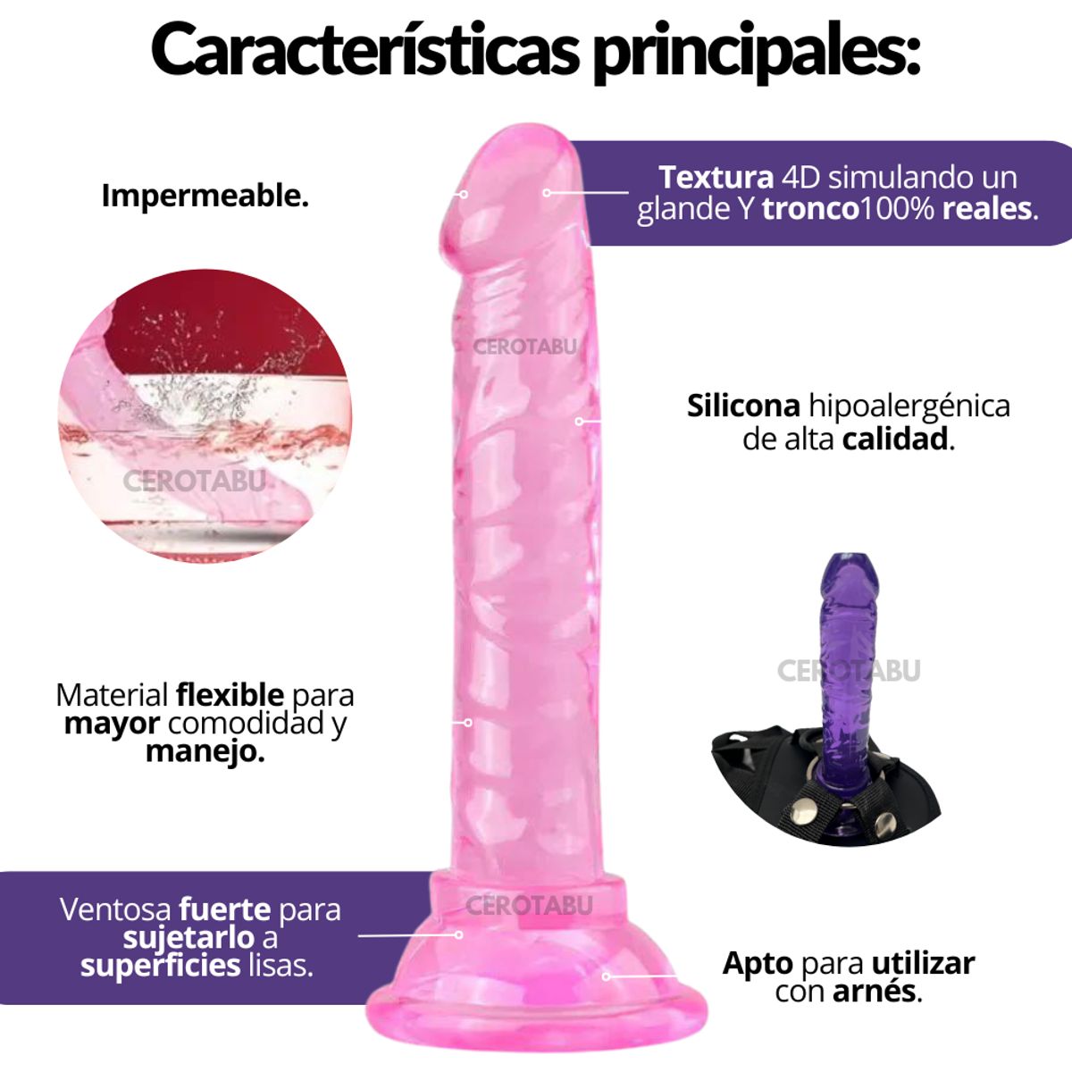 GENERICO - Dildo Consolador Con Chupa Texturizado Rosa