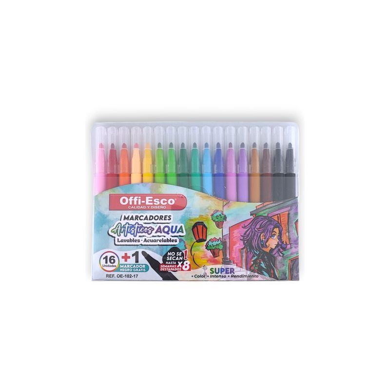 OFFI ESCO - Marcador Offi Esco Acuarelable Artístico X 16 Colores.