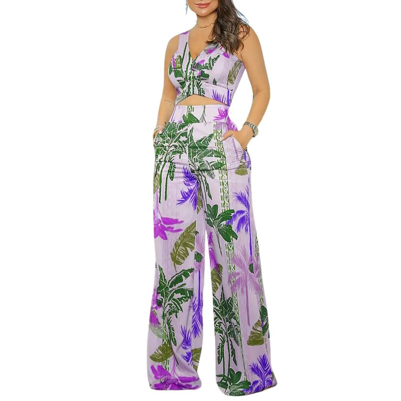 YURELKSHOP - CONJUNTO DE 2 PIEZAS PANTALON LARGO Y BLUSA