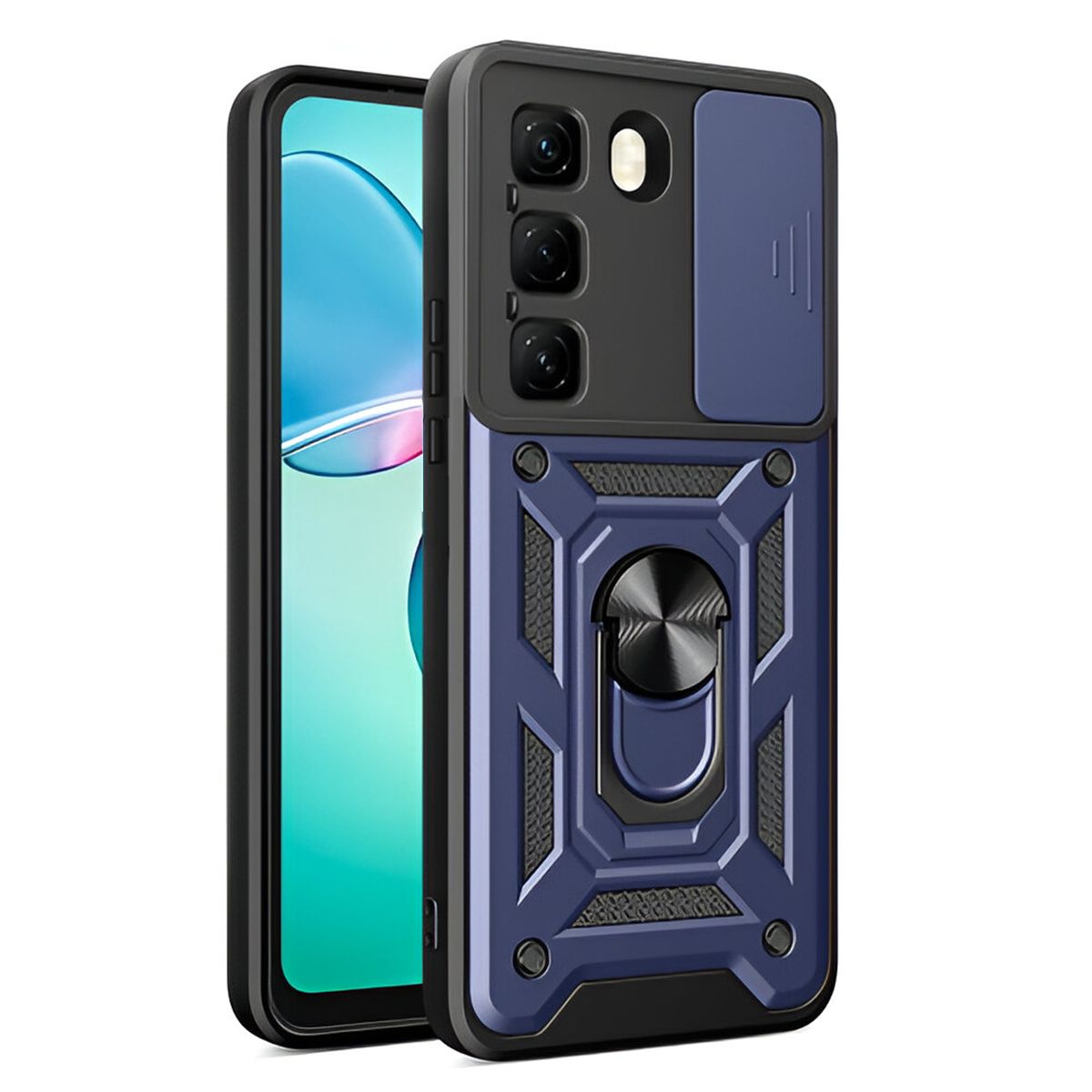 GENERICO - Funda Estuche Case Slider Compatible Infinix Hot 50 Pro Plus Azul