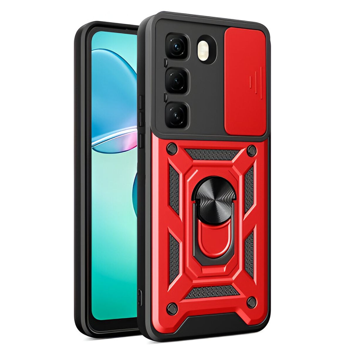 GENERICO - Funda Estuche Case Slider Compatible Con Infinix Hot 50 Pro Plus Rojo