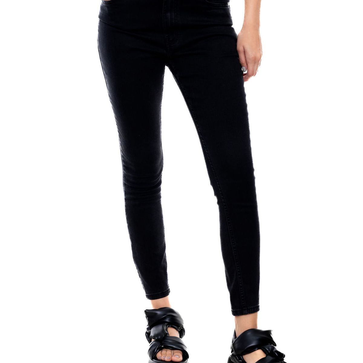 COLOR BLUE - Black Denim High Waist Skinny Fit Jeans