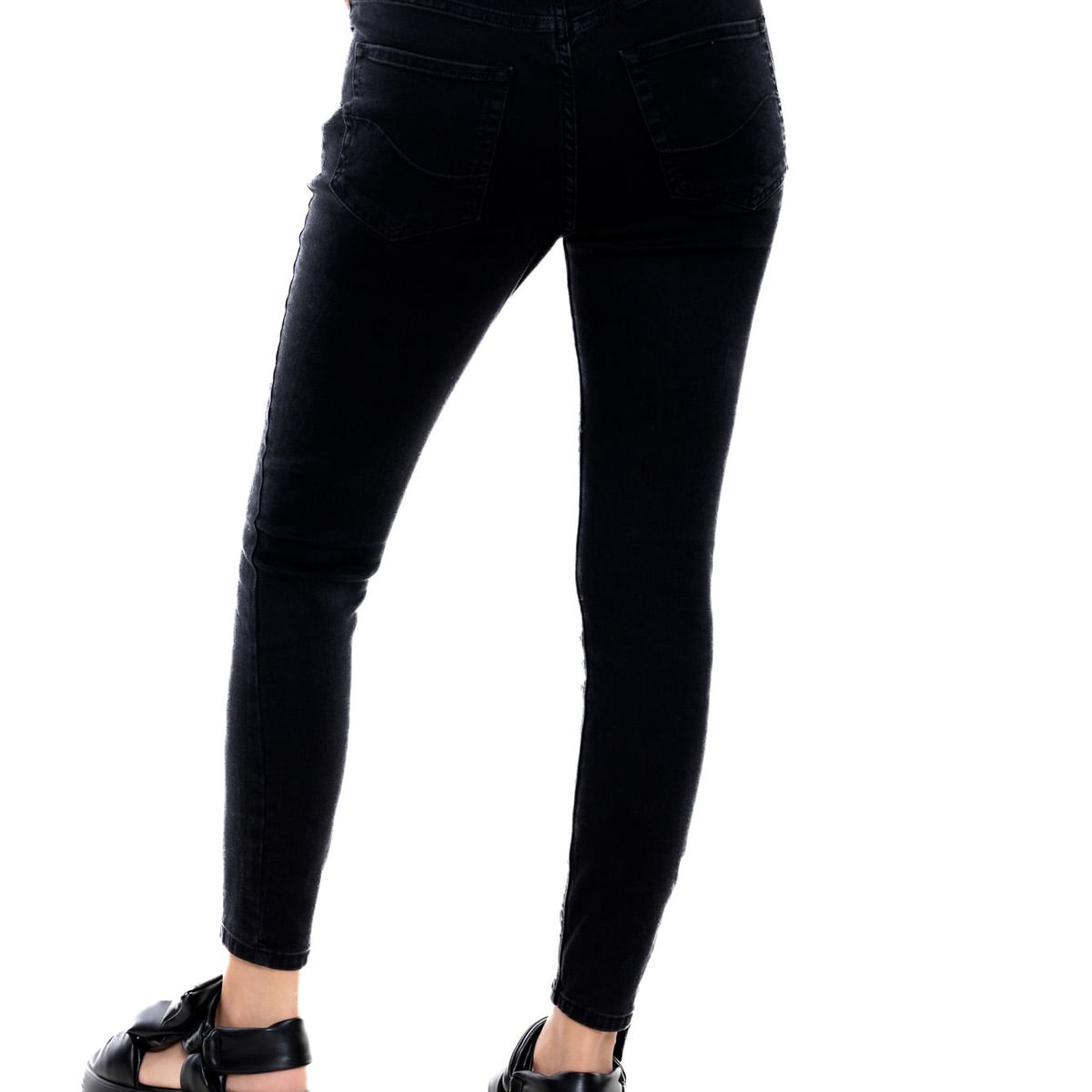 COLOR BLUE - Black Denim High Waist Skinny Fit Jeans