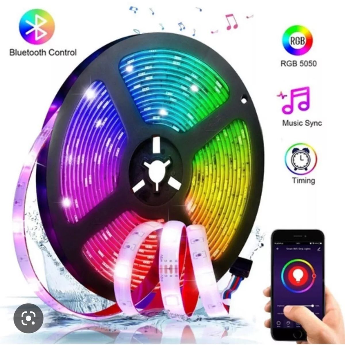 GENERICO - Cinta LED Multicolor Bluetooth 5M para Ambientes Personalizados