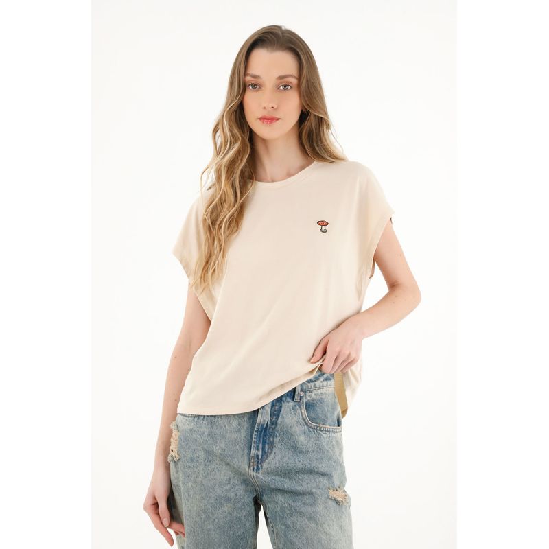 TOPMARK - Camiseta oversize en 100% algodón crudo para mujer