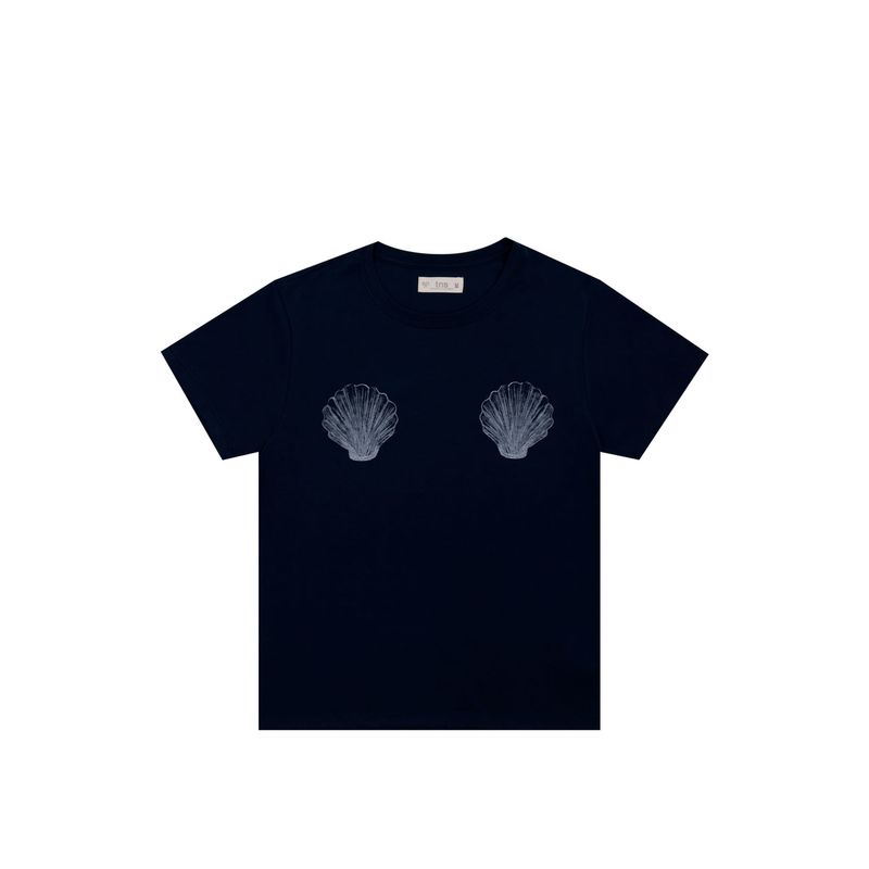 TENNIS - Camiseta azul con estampado de conchas para mujer