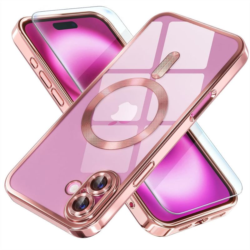 GENERICO - Estuche Magnético Case Antichoque IPhone 16 Borde Color Rosa