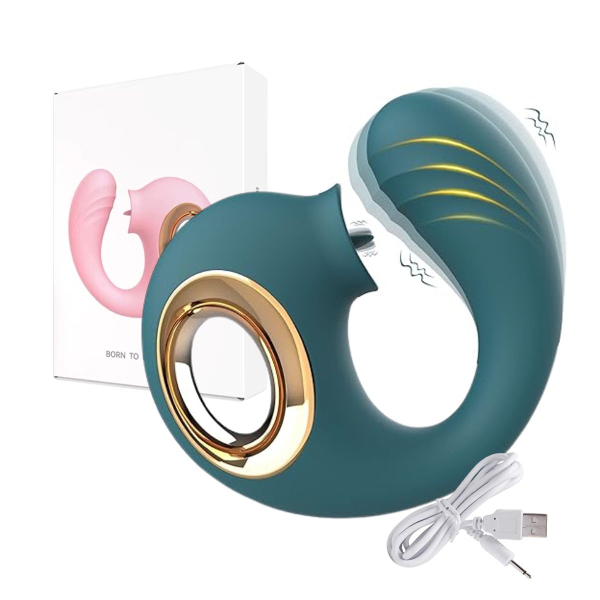 GENERICO - Vibrador Punto G Succionador Clitoris 2 En 1 USB Azul