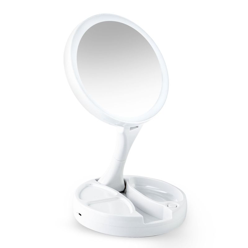STYLE STARS - Espejo de Maquillaje LED Plegable Aumento 10x USB Portátil