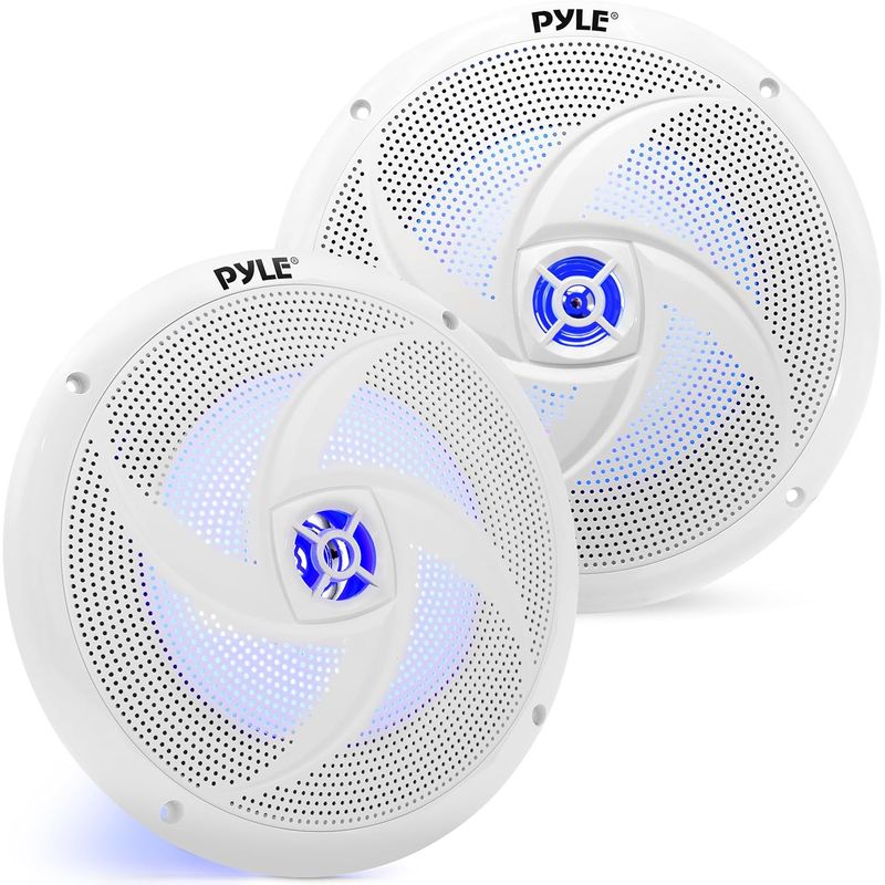 PYLE - Pyle USA - Altavoces marinos - Sonido estéreo rango 2vías 160W blanco