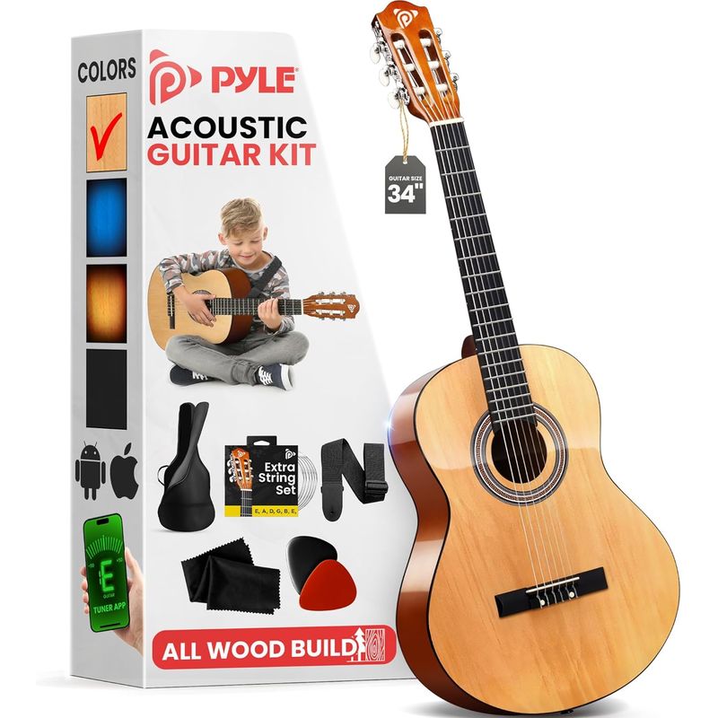 PYLE - Pyle Kit guitarra principiantes instrumento madera tamaño12