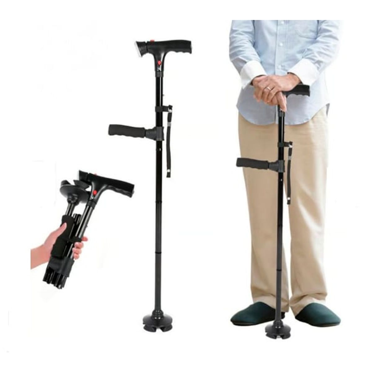 GENERICO - Trusty Cane Baston Ortopedico Plegable Con Linterna Luz Led AG-13