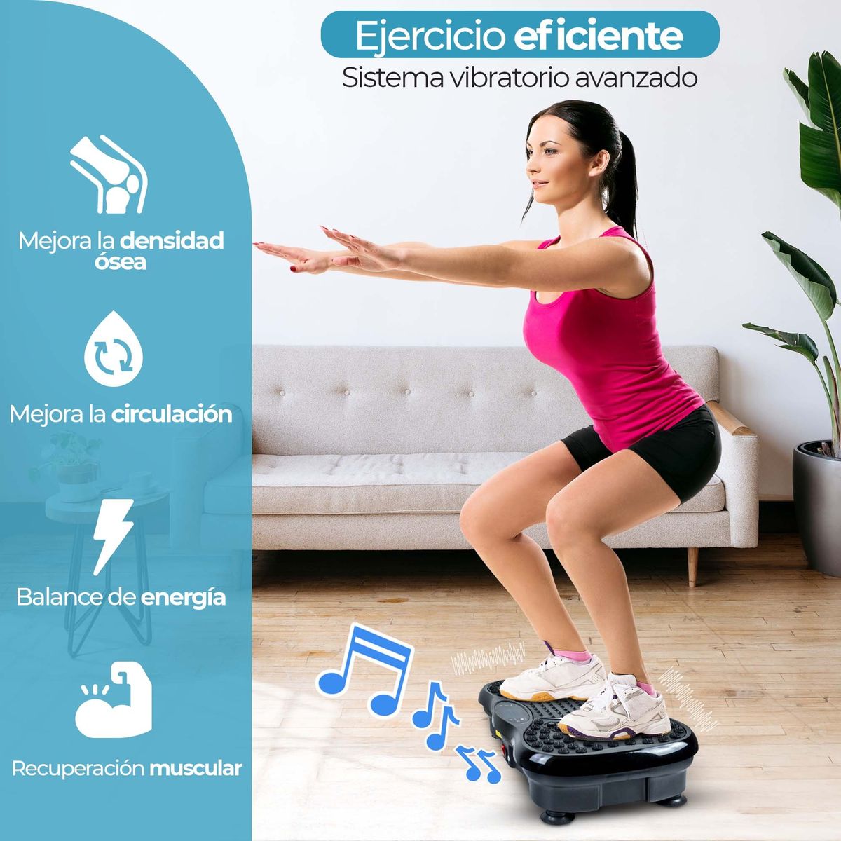 STYLE STARS - Plataforma Vibratoria Ejercicio Compacta - Bandas y Control